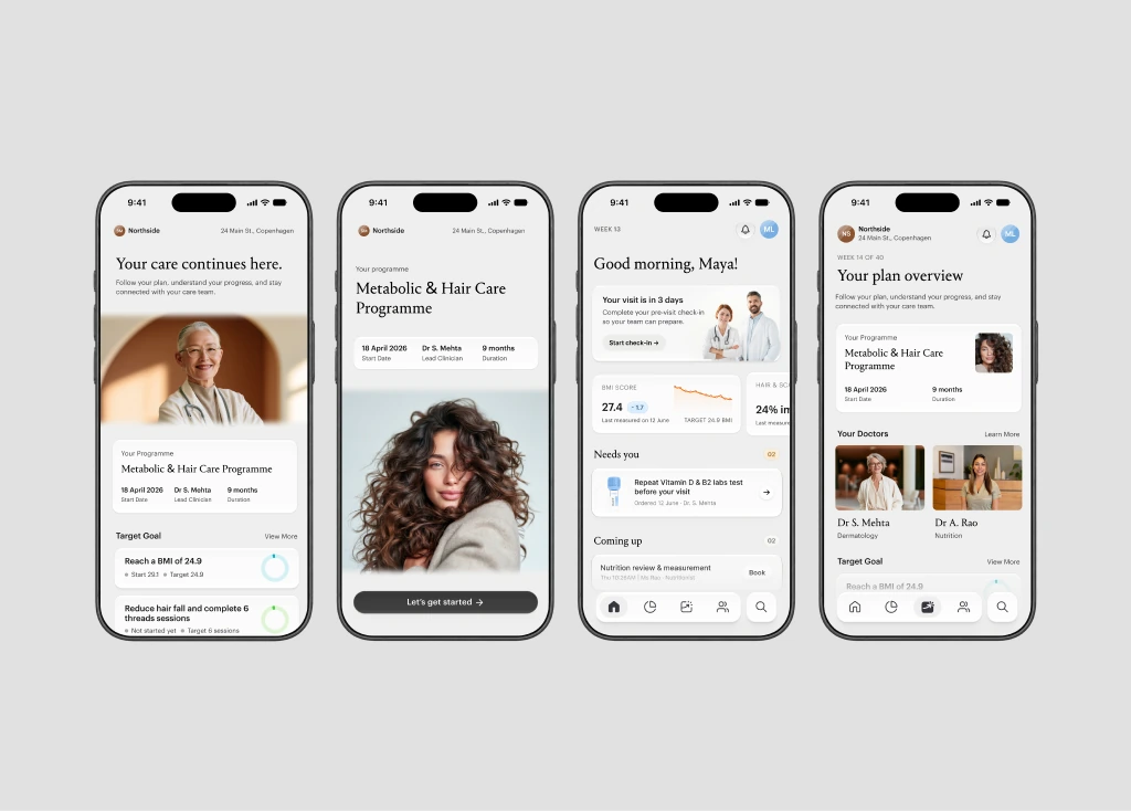 Northside health app screens